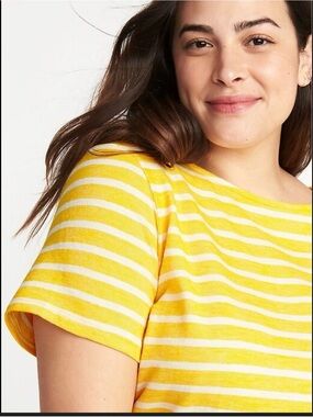GAP Yellow and White Striped Short-Sleeve Tee